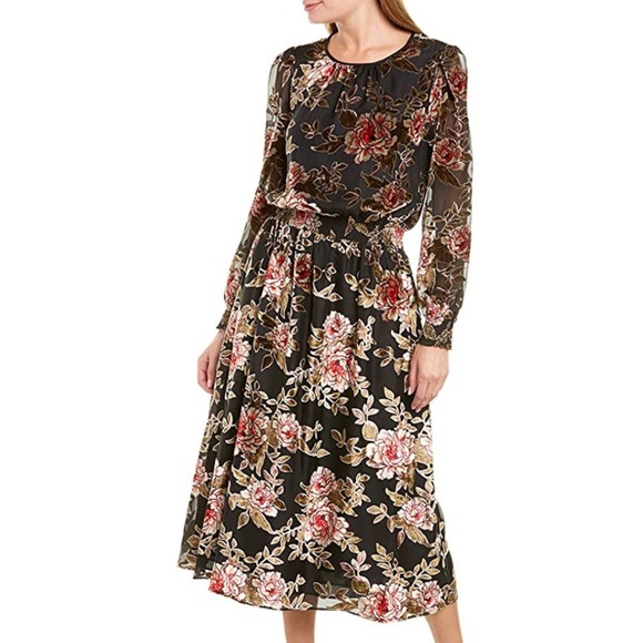 vince camuto floral velvet dress